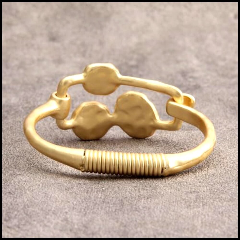 Gold Cuff Bracelet Open Bangle Stackable Boho Jew… - image 3